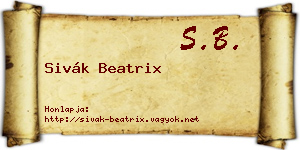 Sivák Beatrix névjegykártya